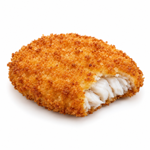 AI-generated menu image of Cotoletta di Pesce, centered on a white background