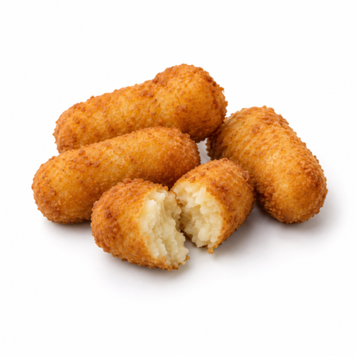AI-generated menu image of Crocchette di Patate, centered on a white background