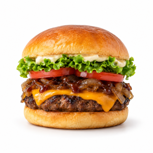 AI-generated menu image of Fritto e Forno Burger, centered on a white background
