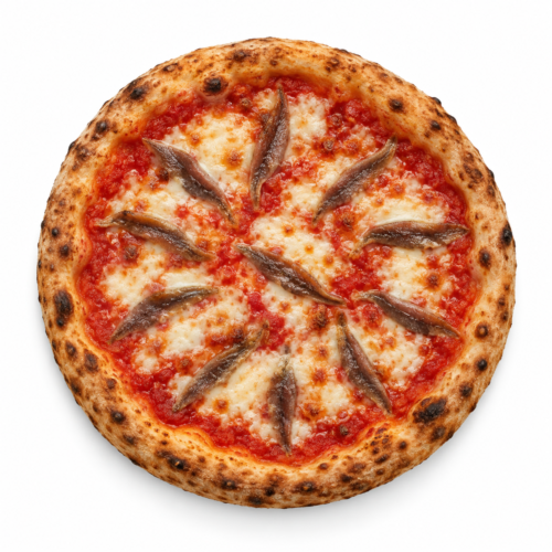 AI-generated menu image of Napoletana, centered on a white background