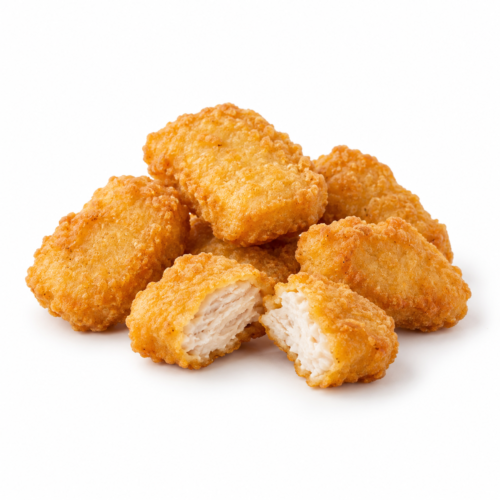 AI-generated menu image of Nuggets, centered on a white background