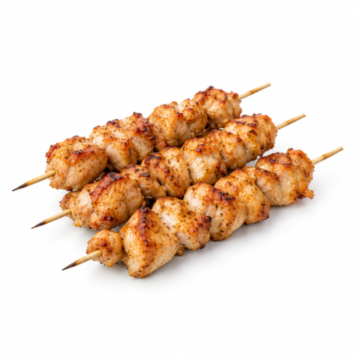 AI-generated menu image of Spiedini di Pollo, centered on a white background