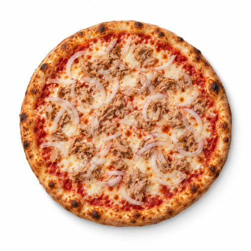 AI-generated menu image of Tonno e Cipolla, centered on a white background