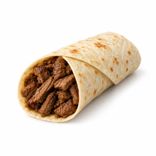 AI-generated menu image of Wrap Manzo, centered on a white background